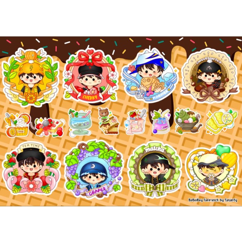 

LIMITED EDITION!! BoBoiBoy Elemental Sticker Sheet Small Mochi Style Milk Tea Party | Waterproof | Aesthetic Sticker | Sticker Sheet Pack | Planner Sticker | BoBoiBoy