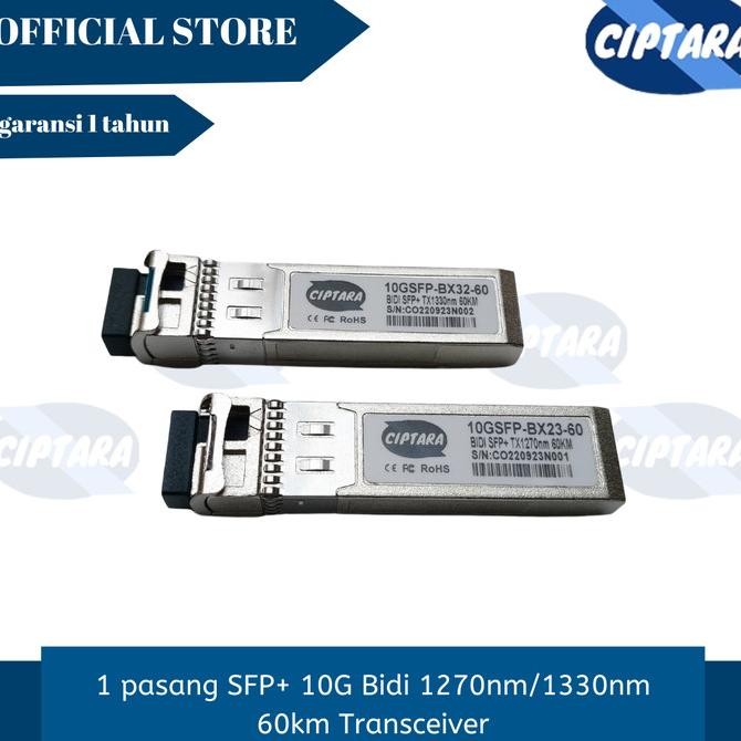 1 pasang SFP+ 10G Bidi 1270nm/1330nm 60km Transceiver