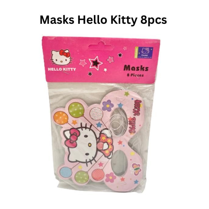 cusss order] Masks Hello Kitty 8pcs/ Topeng Kertas Pesta Anak