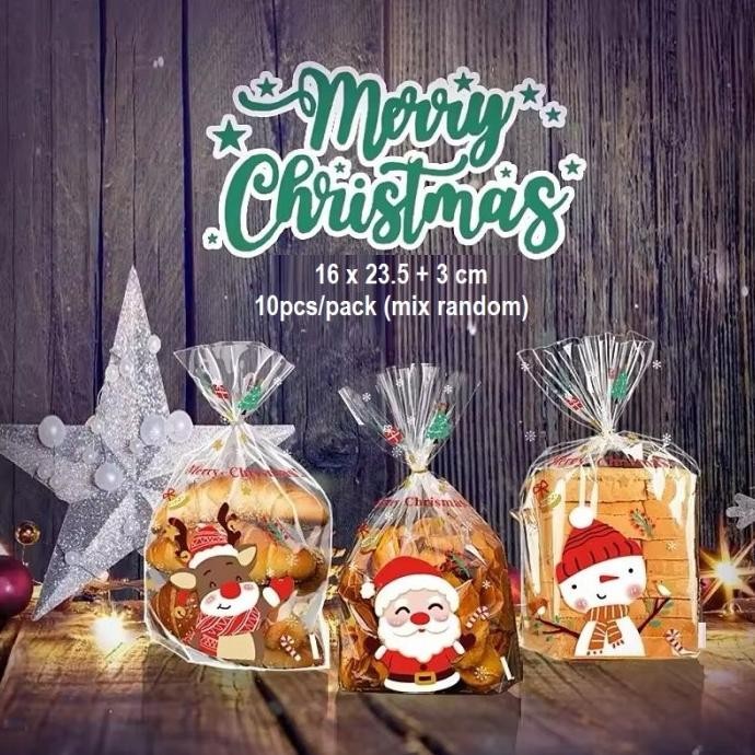 

Buruan serbu] Kantong plastik snack souvenir goodie bag Natal christmas 10pcs