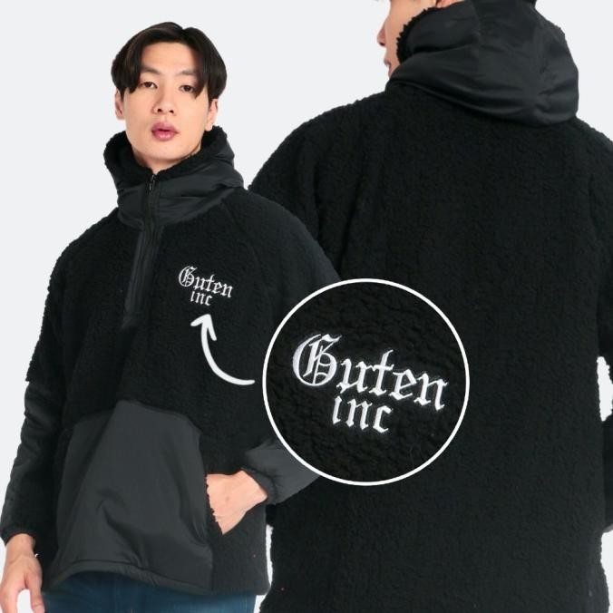 Sale Guten Inc - Jacket Pria Hitam Sign Sherpa Jacket
