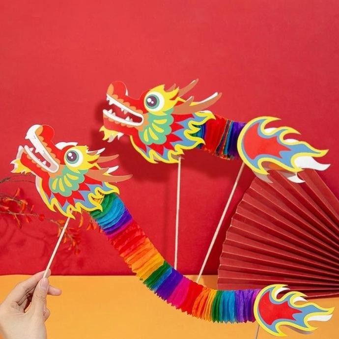 ```````] Dragon papercraft DIY kids mainan kertas naga anak imlek CNY sincia