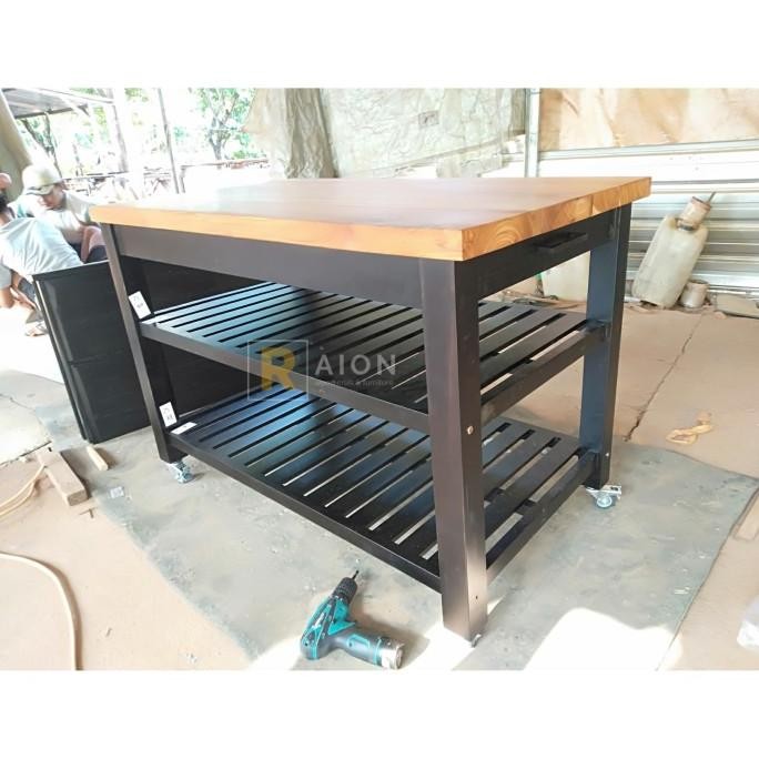 CO Meja Baking / Meja Dapur Kayu / Meja Talenan - Kayu Jati (Knockdown)