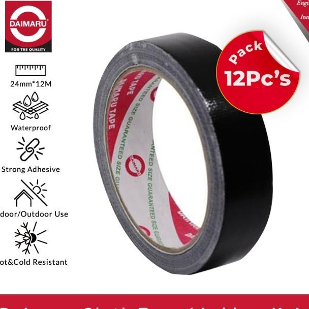 

Paet 12Pc Daimaru Cloth Tape Laban Ain Hitam 24 Mm 12 Meter