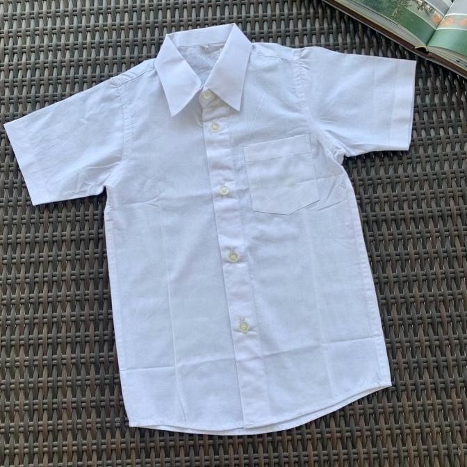 Promo Boys Shirt Kemeja Anak Cowok Lengan Pendek Junior Polos Putih Import