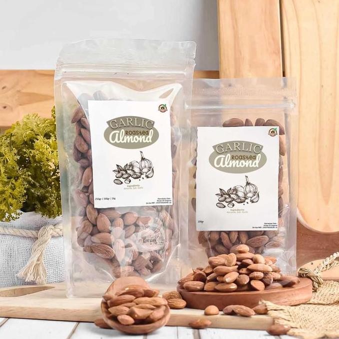 

House Of Organix Garlic Roasted Almond (Almond Bawang Panggang) 250gr Camilan Food halal pedas Kacang Vacum peanut