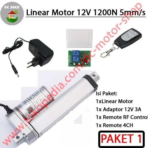 Grosir Linear Motor 300Mm 12V Dc 5Mm/S 1200N / 120Kg Linear/ Tubular Actuator