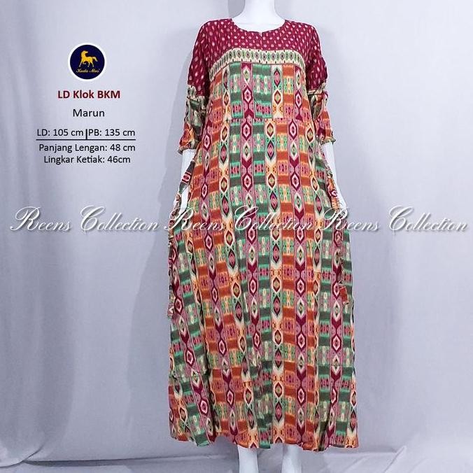 Batik Kuda Mas Longdress KLOK Lengan Panjang | Daster Panjang Semata Kaki Resleting Depan Busui