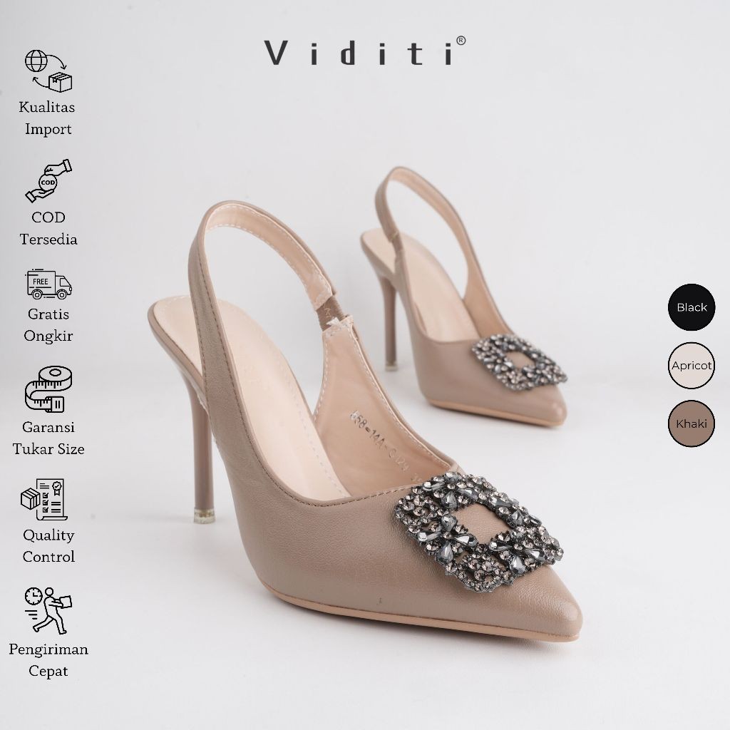 Viditi Crystal Sling Back Heels 9 cm // Sepatu Import Wanita