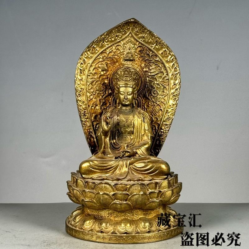 Ornamen Antik Patung Buddha Dekorasi Pemujaan Guanyin Bodhisattva Koleksi Lotus Patung Buddha