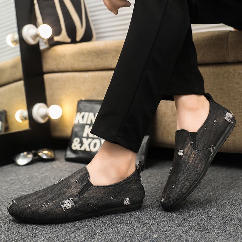 Loafers Hitam Vintage Bernapas Santai Sol Lembut