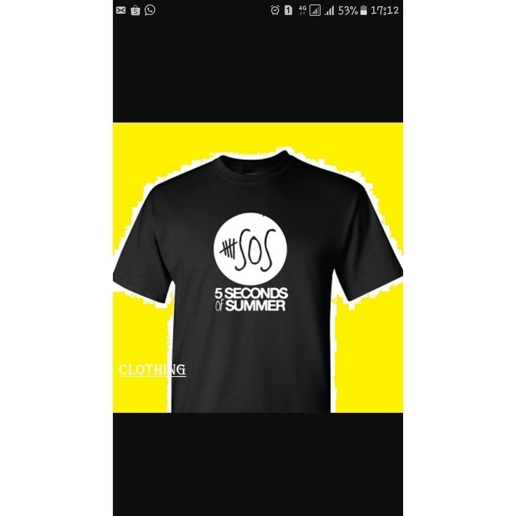Kaos T Shirt Pria Sos Band  Second Of Summer