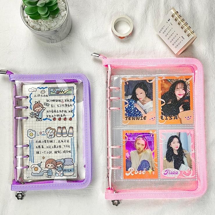 

Hinday A5 A6 Binder Warna Zipper Glitter Tranparan Aethetic