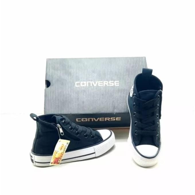 Sepatu Converse Anak Zipper Sleting Terbaru Sepatu Sekolah Hitam LS