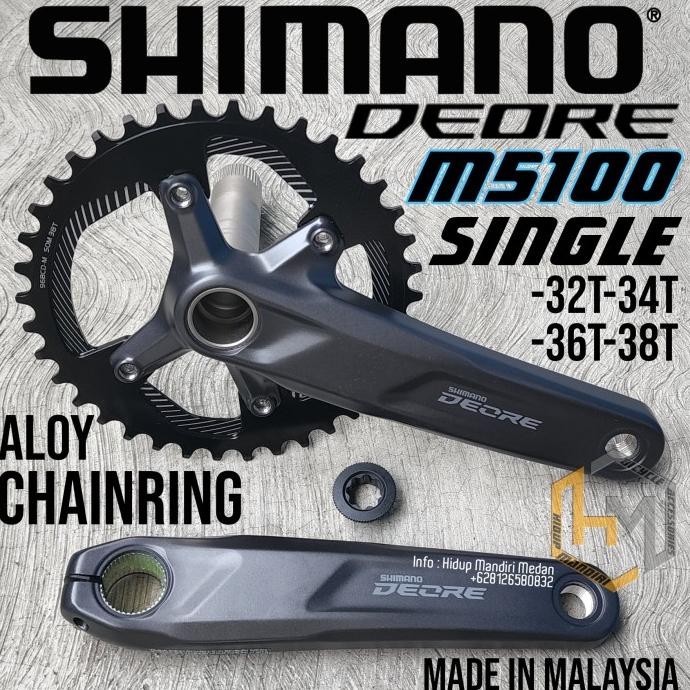 BEBAS ONGKIR - Crank Shimano Deore M5100 Single 32T 34T 36T 38T Cahinring Aloy Hitam