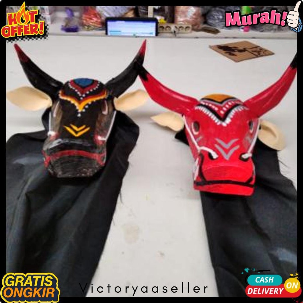 Bantengan Tanduk Asli Free Kain Kemul Panjang Banteng Kayu (Lagi Diskon)