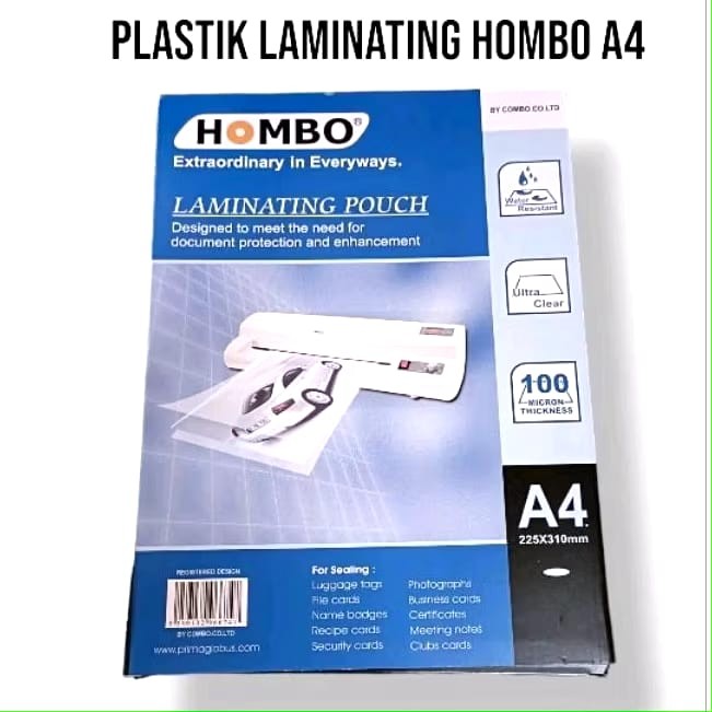 

Plastik Laminating Laminasi Hombo A4 (100 Lembar)