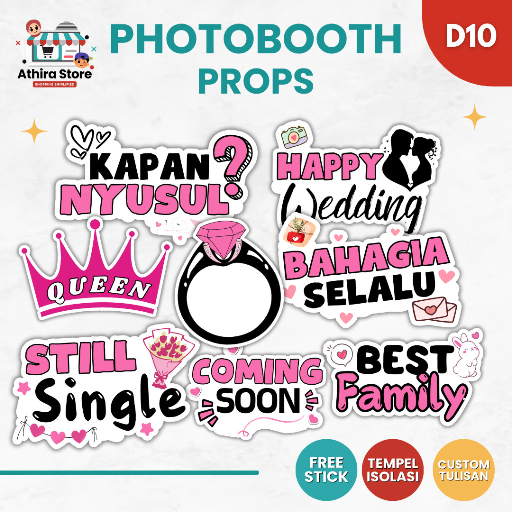 D10 Photobooth props wedding pernikahan / dekorasi photobooth custom tulisan engagement lamaran / pe