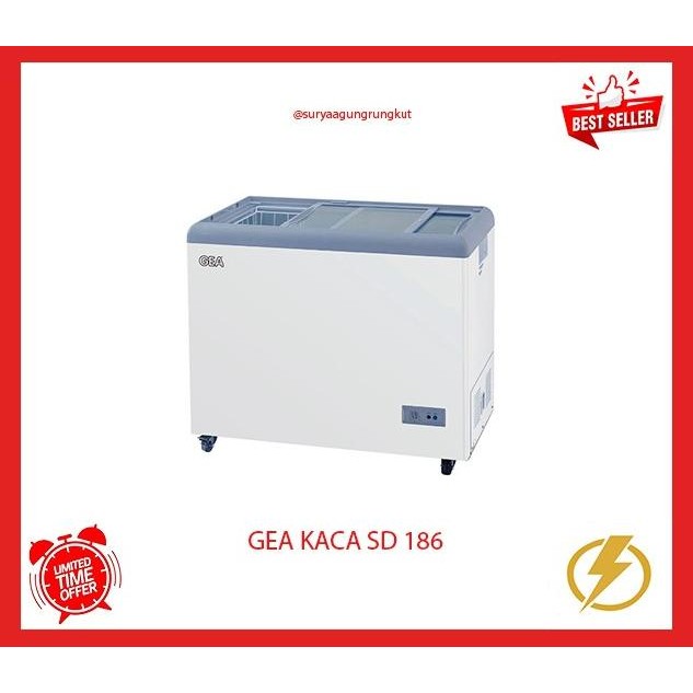 TERBARU - FREEZER BOX KACA GEA 186 LITER - SD 186