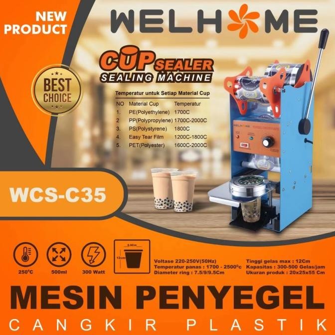 TERMURAH - WELHOME MANUAL CUP SEALING MACHINE WCS-C35 CUP SEALER WELHOME WCS C35