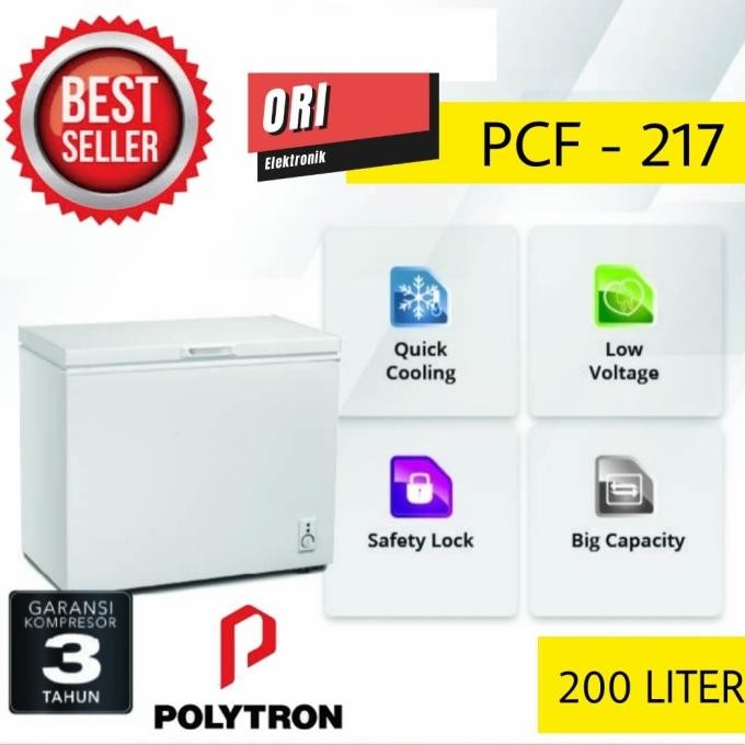 TERBARU - POLYTRON CHEST FREEZER/FREESER BOX 200L PCF-217 (SBY-SDA-GRESIK ONLY)