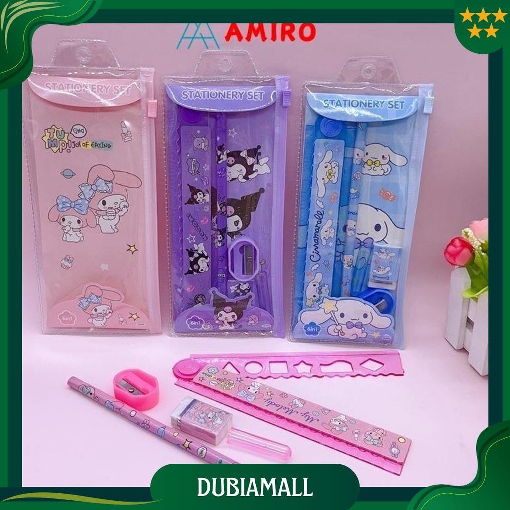 

5In1 Study Set Alat Tulis Anak Lucu / Pensil Set Penghapus Set Dompet Untuk Sekolah Hadiah Karakter Kuromi Best Seller