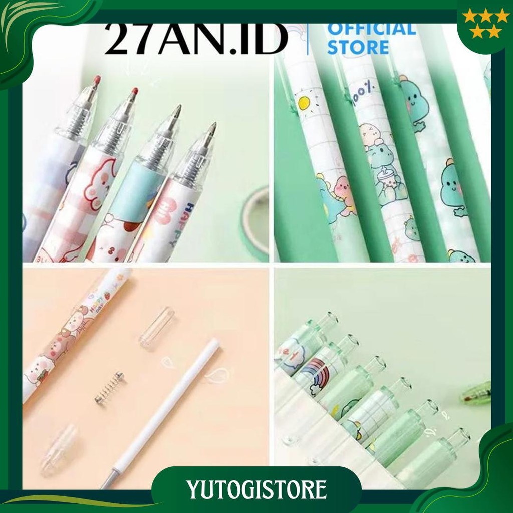 

(27An.Id) Pulpen Set Karakter Lucu H643 Pulpen Mekanik Isi 6Pcs Bolpoin Gel Ori
