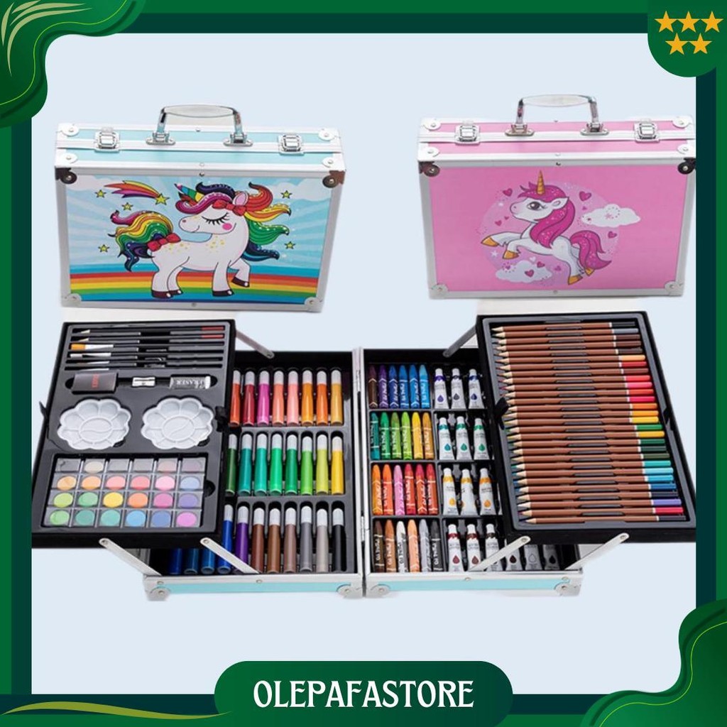 

Wd Crayon Set 145Pcs Koper Aluminium Besi Krayon Pensil Warna 145 Pcs Box Alat Lukis Anak Koper Set Cod