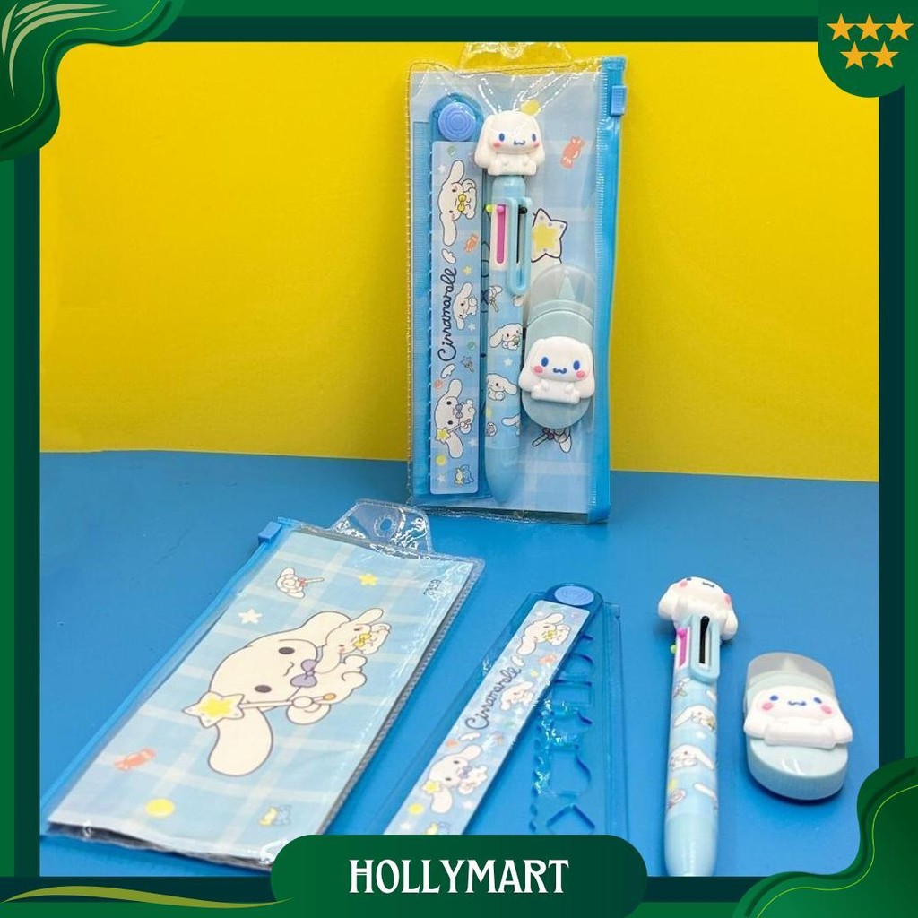 

3 In 1 Alat Tulis Anak Sekolah Penggaris Pensil Karakter Lucu Kuromi Cinamonrol Melody Set Pouch Plastik Best Seller