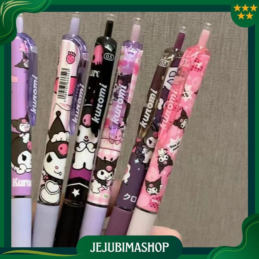 

6 Buah/Set Pena Gel Mekanis Sanrio/Pena Bolpoin Mekanis Kartun Tinta Hitam-0,5Mm Ori