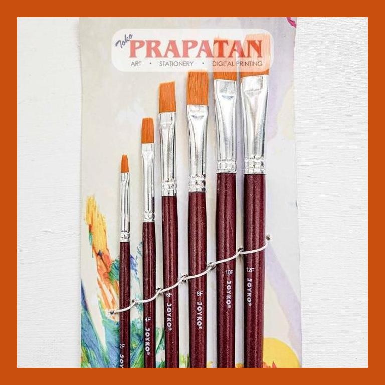 

[ PERALATAN LUKIS / GAMBAR ] KUAS JOYKO BR-4 / JOYKO FLAT BRUSH / KUAS LUKIS JOYKO SET 6 COD