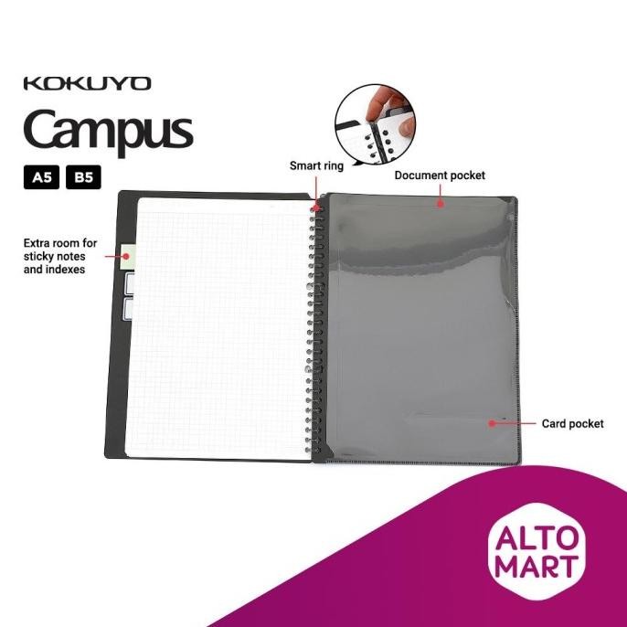 

Kokuyo Smart Ring Biz Binder Black A5 B5 Notebook Loose Leaf Original Dan Terpercaya