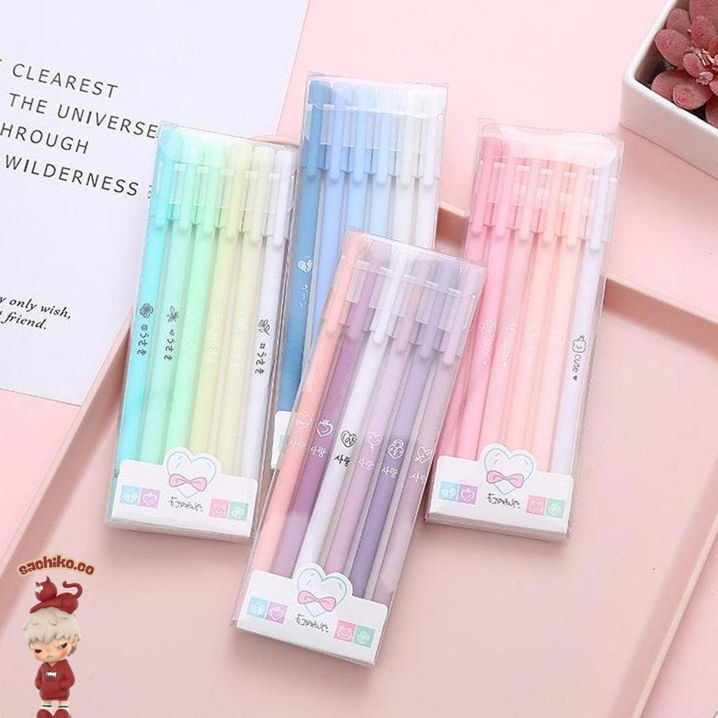 

1 Set 6Pcs Pulpen Gel Aesthetic Polos Warna Pastel Matte 0,5 Mm Lg Cod