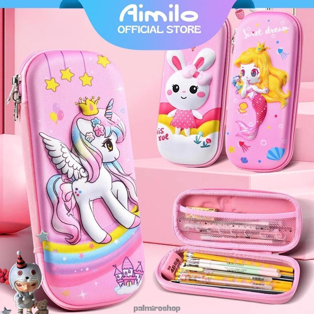 

[Ready] Aimilo Tempat Pensil Aesthetic 3D Tempat Pensil Anak Perempuan Waterproof Kotak Pensil Anak Laki Laki Alat Tulis Sekolah Diskon