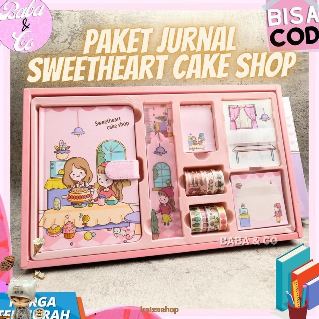 

Jurnal 7 In 1 Sweetheart Cake Shop Jurnal Sweet Heart (1 Notebook Hardcover , 2 Set Washi Tape , 2 Set Sticky Notes , 1Pembatas Buku ,1 Stiker Anti Air ) Paket Jurnal 1 Set Isi 7 Pcs Paket Murah Buku Harian Alat Tulis Estetik Lettering Atk Murah Bisa Cod