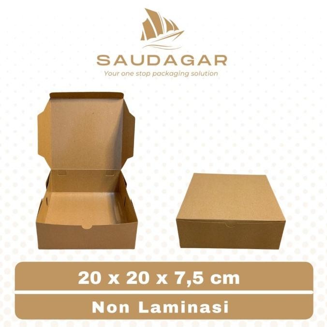 

Box kotak nasi 20x20 / dus katering kraft lanasi 325 gsm