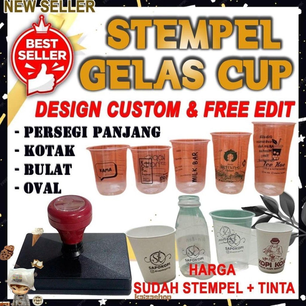 

Stempel Gelas Cup / Plastik / Custom-Free Tinta Promo