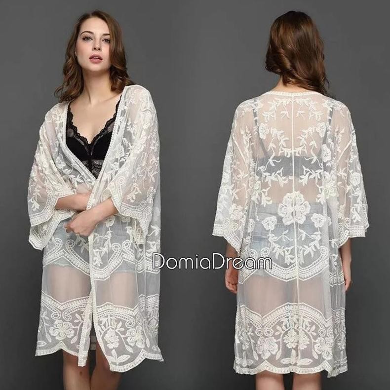 ad-3 Cover Bikini Outer Pantai Panjang Elegan Motif Bunga Premium