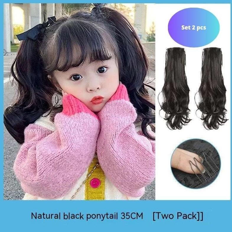 Trending Set Isi 2 Wig Ponytail Anak Premium, Hair Clip Wig Extension Korean Style