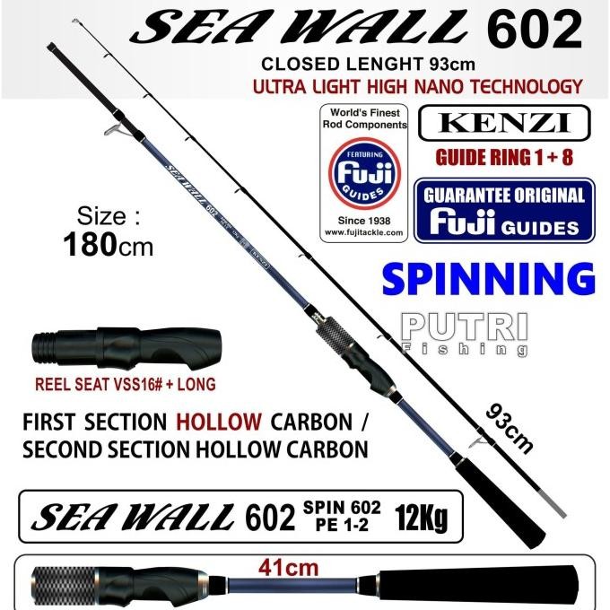 Joran Kenzi Sea Wall 602 Pe 1-2 12Kg Fuji Guides