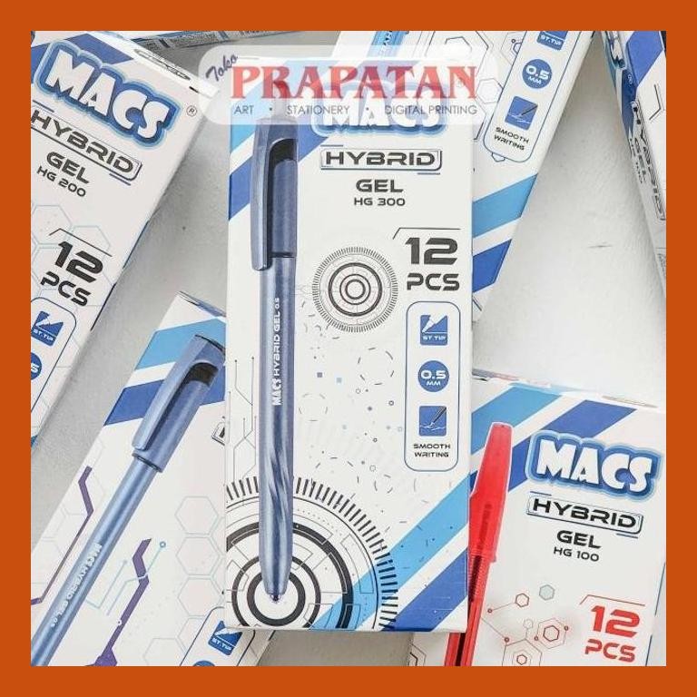 

[ PERALATAN LUKIS / GAMBAR ] MACS HYBRID GEL PEN 0.5MM | 1 BOX ISI 12PCS | PENA JEL | PULPEN PACKING AMAN