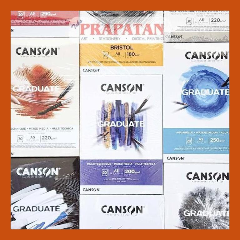 

[ PERALATAN LUKIS / GAMBAR ] GRADUATE CANSON DRAWING PAD A5 | MIX MEDIA | WATERCOLOR | SKETCH GOOD QUALITY