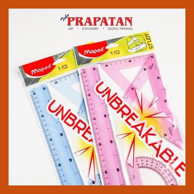

[ PERALATAN LUKIS / GAMBAR ] MAPED STUDY UNBREAKABLE RULER SET 4PCS DRAF981704 GOOD QUALITY