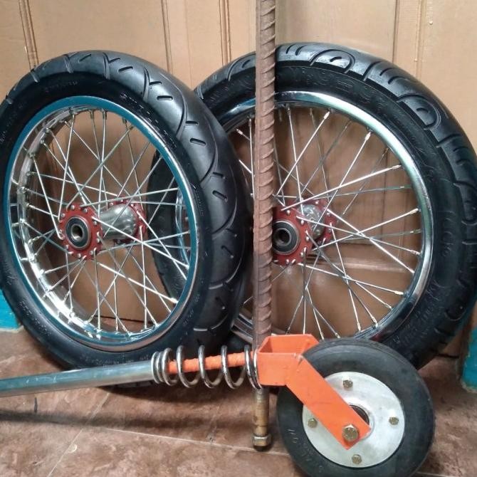 Roda Gerobak Dorong Model Jeruji Ring 14 Satu Set + Roda Gletrek