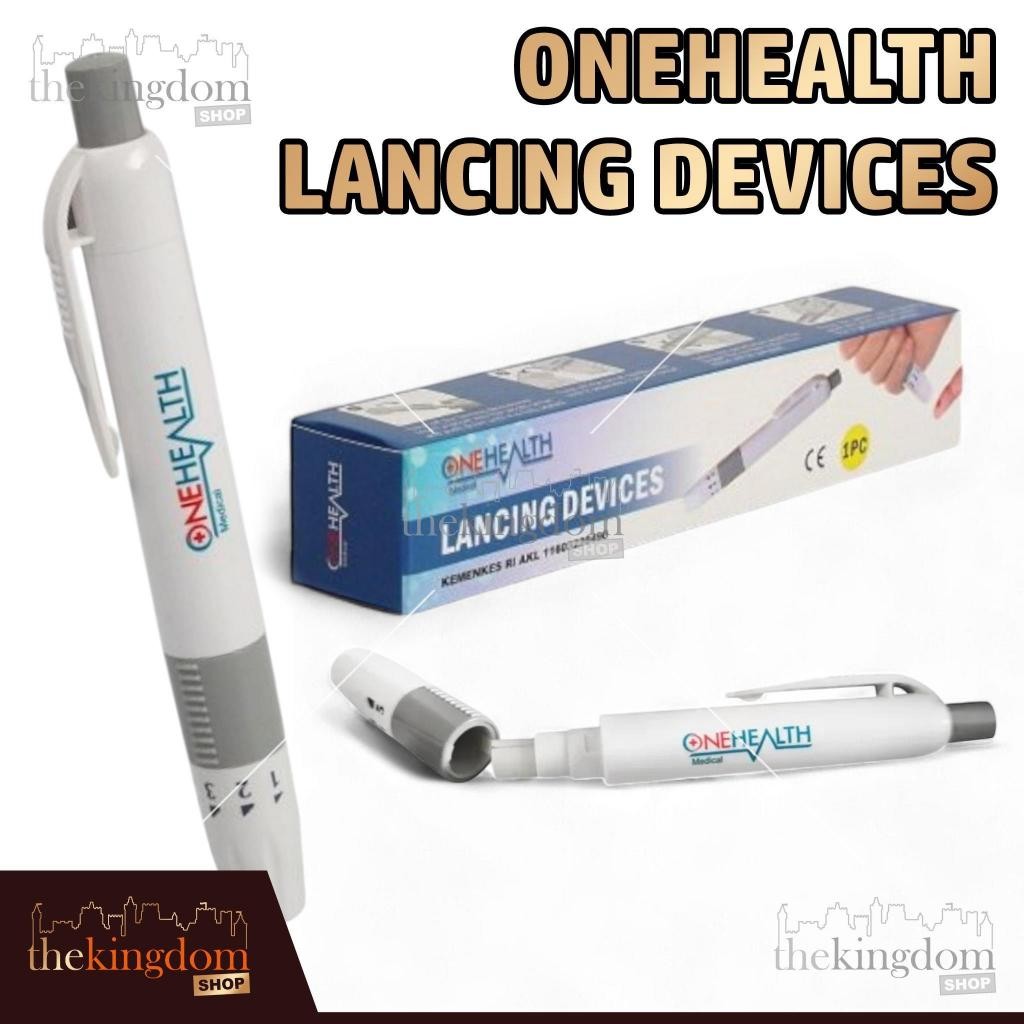 Onehealth Lancing Devices Pen Pena Alat Tembak Jarum Lancet Tes Darah Pulpen Bekam Universal Otomati