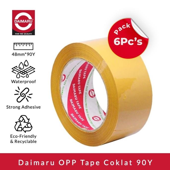 

[Paket 1 Slop Isi 6pcs] Daimaru OPP Lakban Coklat 48 mm x 90 Yard LN