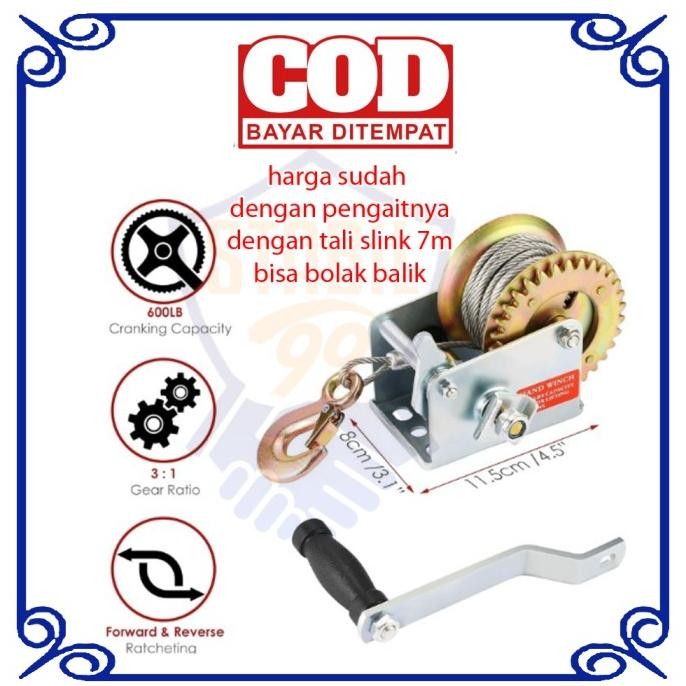 KATROL KEREK TALI DEREK GULUNGAN KEREKAN JORAN PANCING MANCING HAND WINCH BOAT ORIGINAL DAN TERPERCA