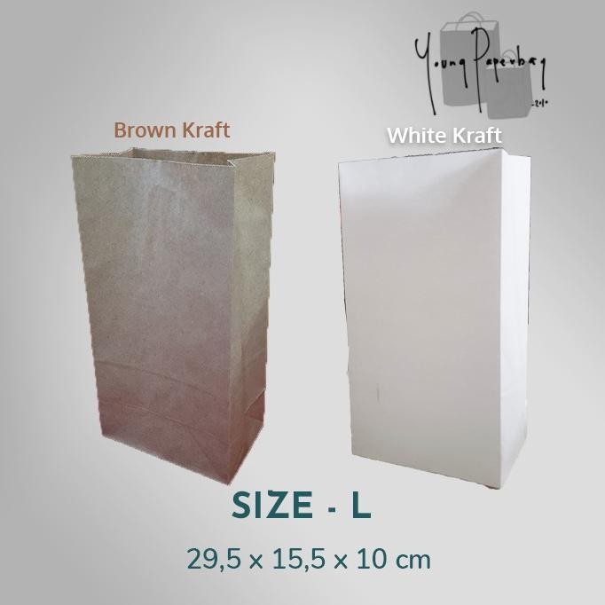 

uk-12 Paper Bag / Kantong Kertas Kraft SOS Polos Size L 8 Murah