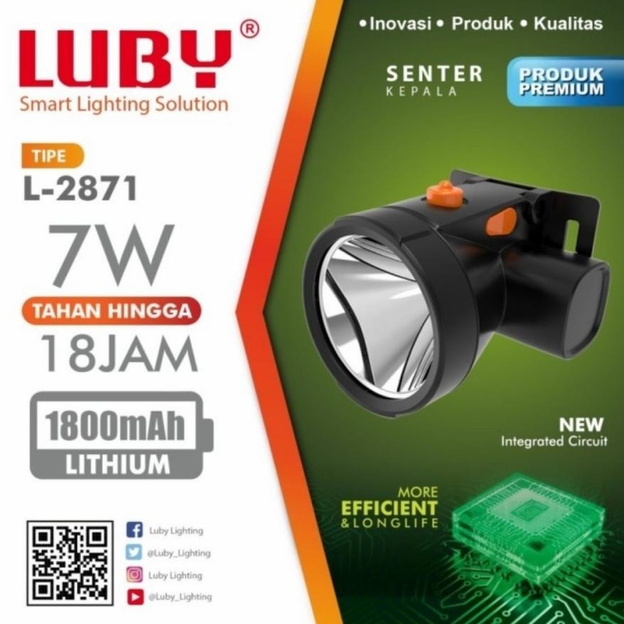 et-98 SENTER KEPALA LUBY 7W L-2871 / SENTER LUBY L-2871 7W BATRE 1800MAH Sale