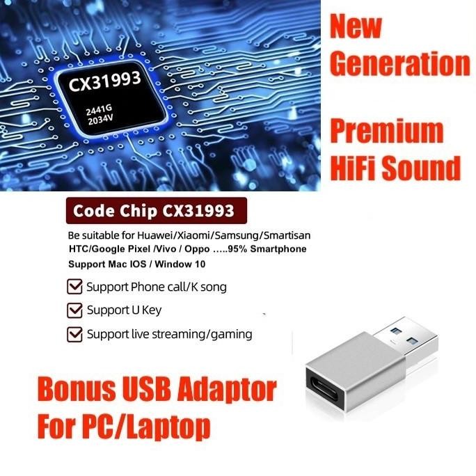 Sale Conexant Cx31993 Pro Hifi Dac Type C To Jack 3.5Mm Aux Audio Adaptor